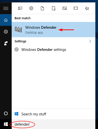 Windows Defender Search Bar