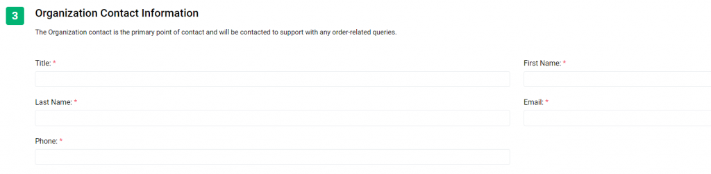 Organization Details Order Process