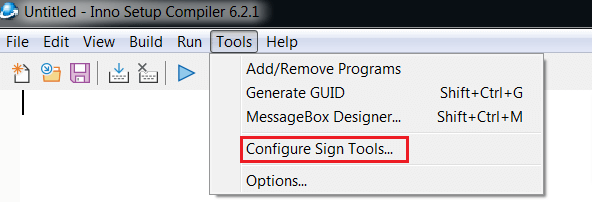 Configure Sign Tools Inno Setup