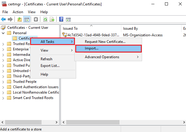 certificate import