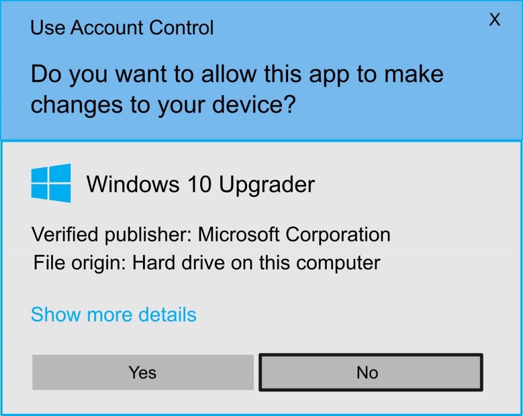 User Account Control Screen