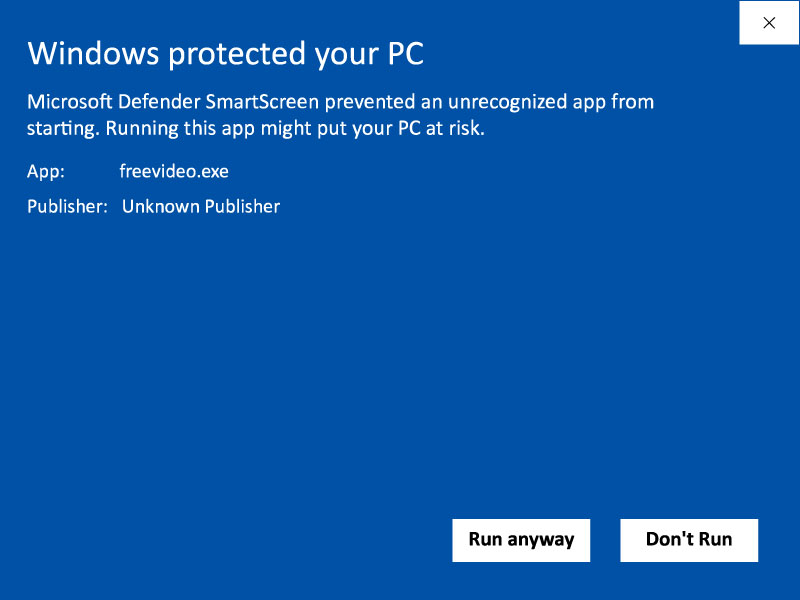 Microsoft Defender SmartScreen Warning