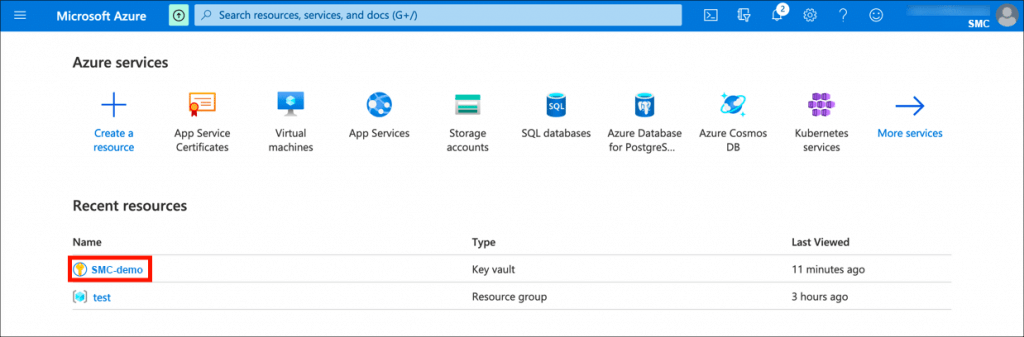 key vault option