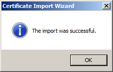 Certificate Import Success