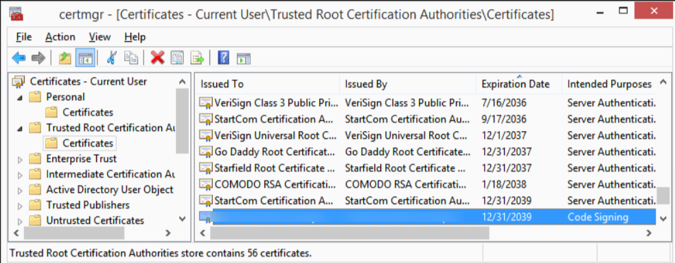 Certmgr Trusted Root Certificate