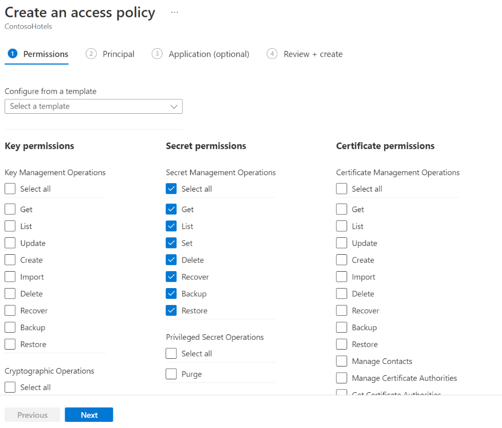 Create Access Policy Azure