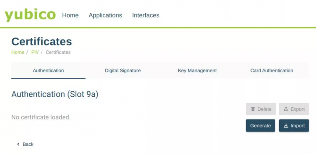 YubiKey Manager Authentication