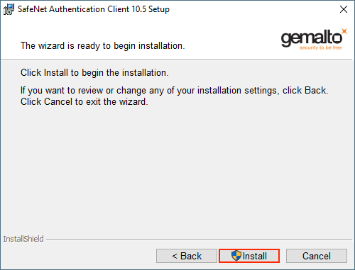 SafeNet Client Installation Wizard