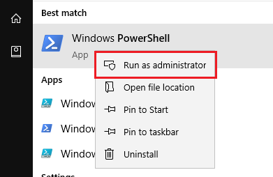 Windows PowerShell Run as Administrator