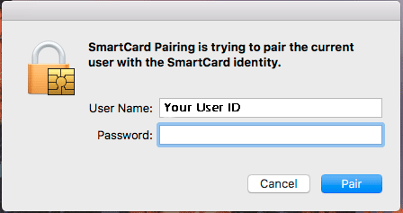 Smart Card Pairing With Password MAcOS