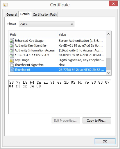 Thumbprint Value CertMgr