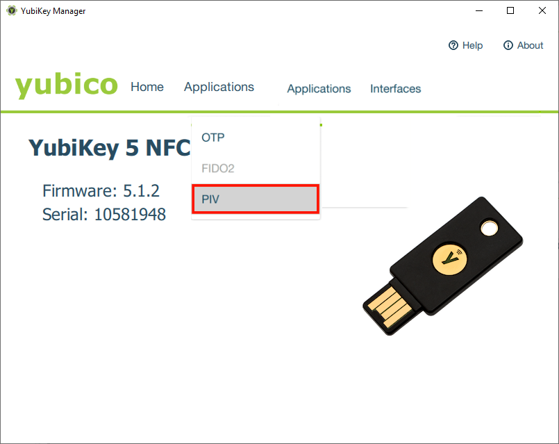 YubiKey 5 NFC Application PIV