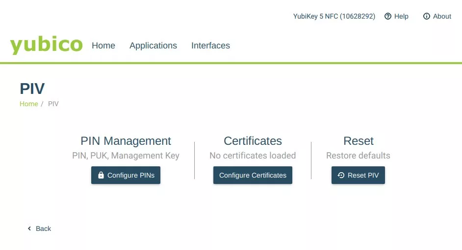 YubiKey Configure Certificates
