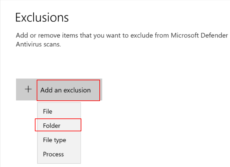Exclusions Add Folder