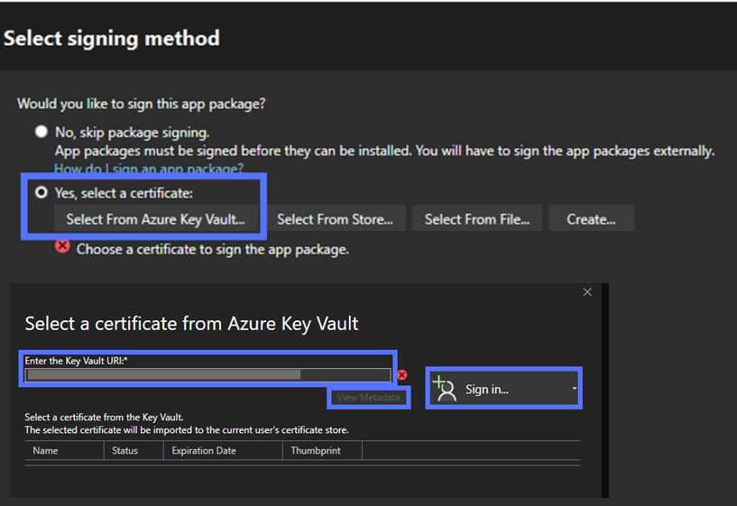 Select from Azure Key Vault