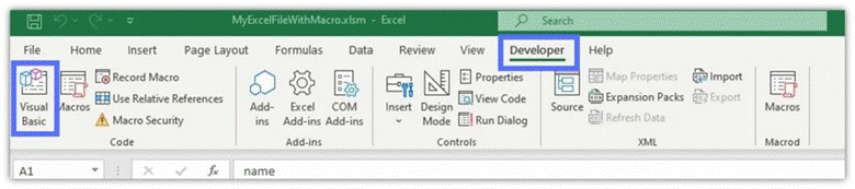 Developer Tab Visual Basic