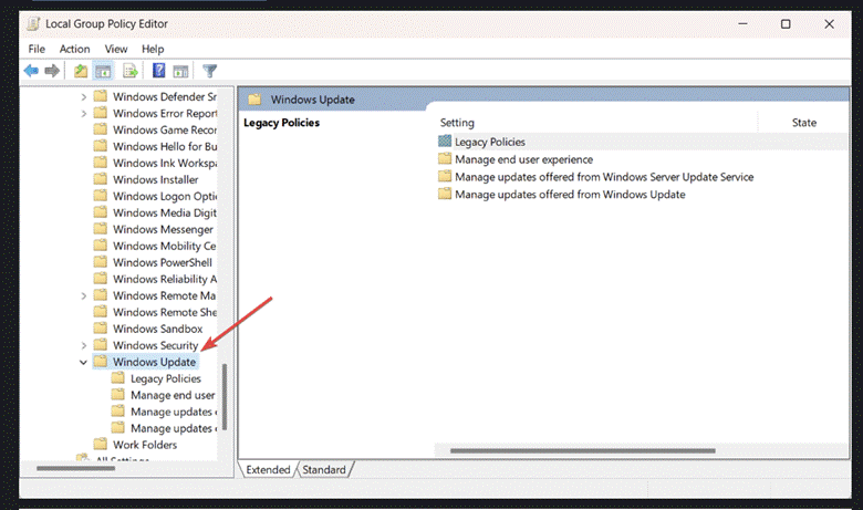Select Window Update